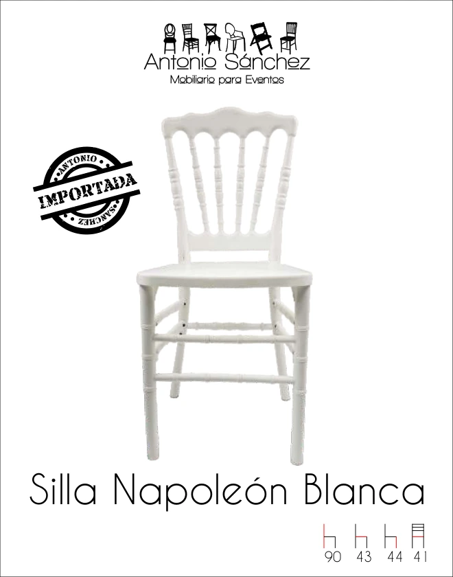 Primera página del brochure: Silla Napoleón Resina Blanca