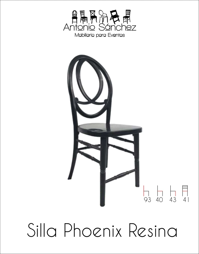 Primera página del brochure: Silla Phoenix Resina Negra