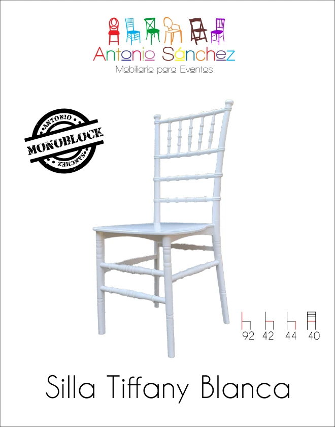 Primera página del brochure: Silla Tiffany Monoblock
